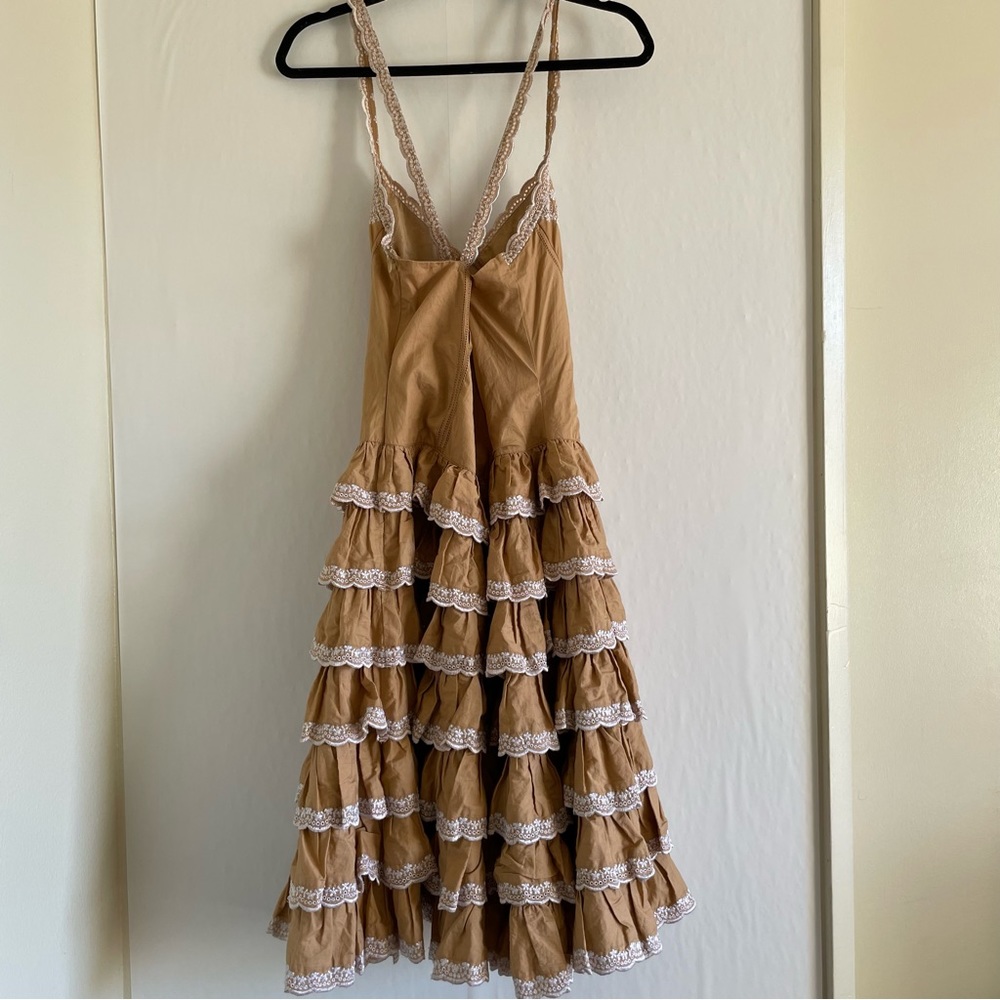 VTG 90’s 2000 Y2K Betsey Johnson Tan Eyelet Tiered Western Dress Runway … - Picture 10 of 14
